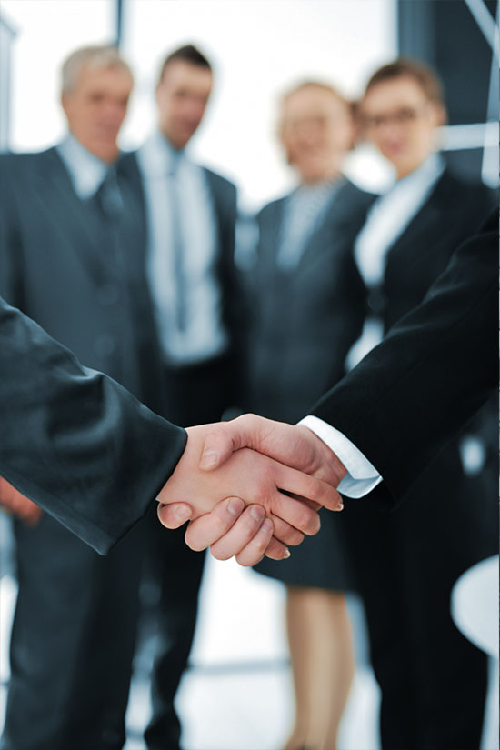 Business partners shaking hands to seal the deal